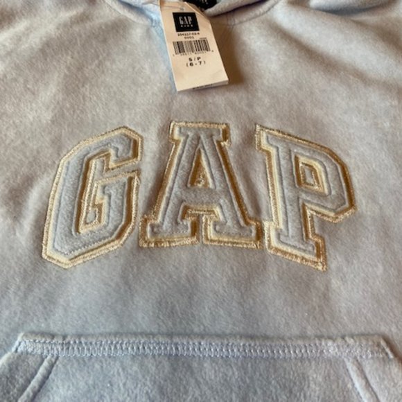 Gap Soft Plush Hoodie Baby Blue Child Size Small NWT - Picture 4 of 10